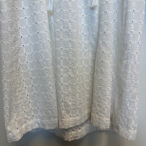 Anthropologie Sz 8 Thames White Eyelet Ruffle Peasant Dress Boho Cottage Prairie - Picture 7 of 13